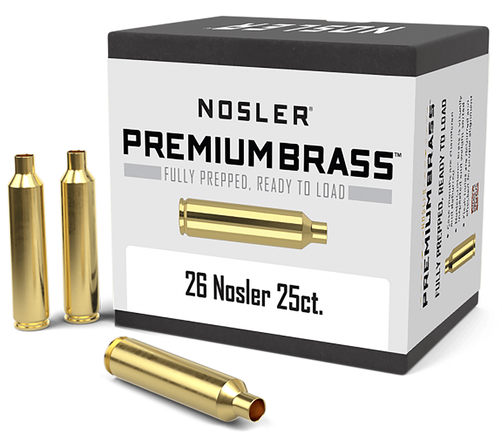 Nosler 10140 Premium Brass Unprimed Cases 26Nosler Rifle Brass 25/Box
