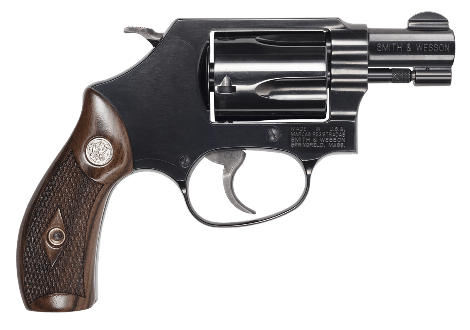Smith & Wesson 14076 Model 36  J-Frame 38 Special +P 5 Shot 1.88" Blued Carbon Steel Barrel, Blued Cylinder, Blued Carbon Steel Frame, Checkered Wood Grip, No Safety, Exposed Hammer