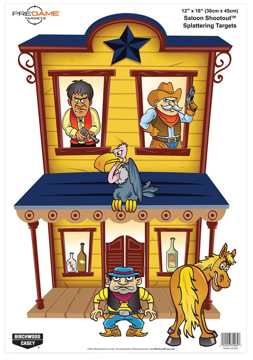 Birchwood Casey 35564 Pregame  Saloon/Patrons Paper Hanging Universal 12" x 18" Multi-Color 8 Per Pkg
