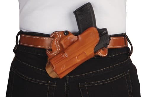 DESANTIS SMALL OF BACK HOLSTER RH OWB LEATHER COLT 1911 TAN