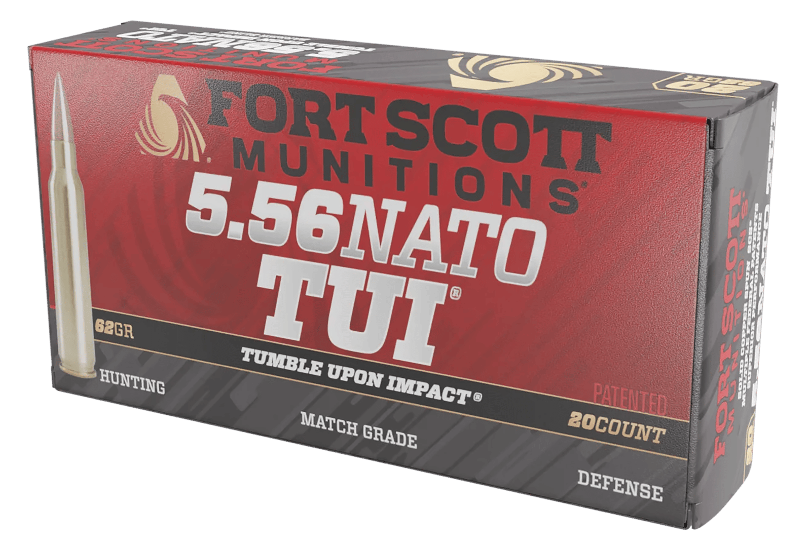 Fort Scott Munitions 556062SCV Tumble Upon Impact (TUI)  5.56x45mmNATO 62gr Solid Copper Spun 20 Per Box/25 Case