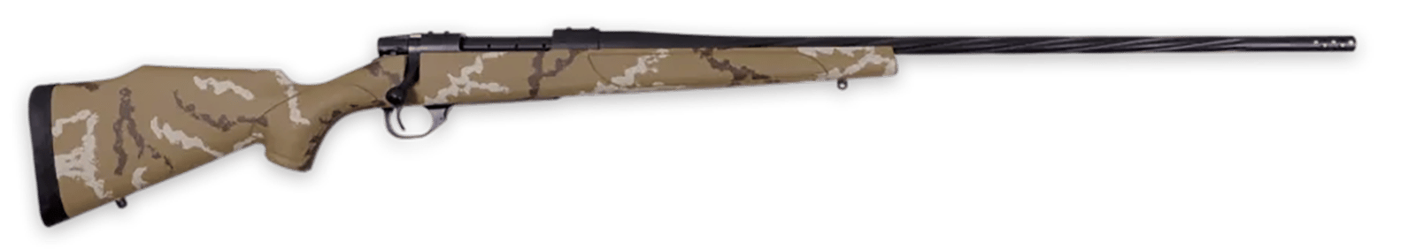 Weatherby VHH270NR6B Vanguard Outfitter 270 Win 5+1 24" Threaded/Spiral Fluted, Graphite Black Barrel/Rec, Tan with Brown & White Sponge Synthetic Stock, Accubrake Muzzle Brake, Adj. Trigger