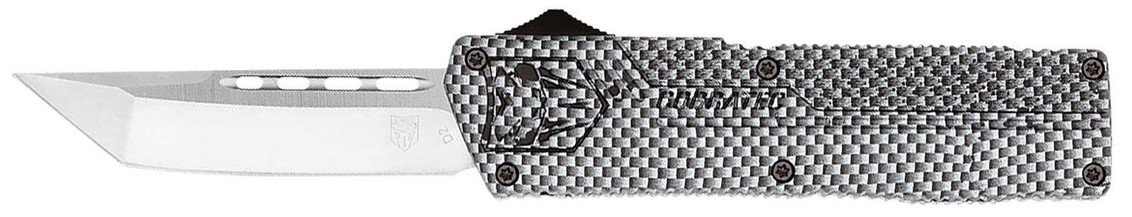 CobraTec Knives CFCTLWTNS Lightweight  3.25" OTF Tanto Plain D2 Steel Blade/Carbon Fiber Aluminum Handle Includes Pocket Clip