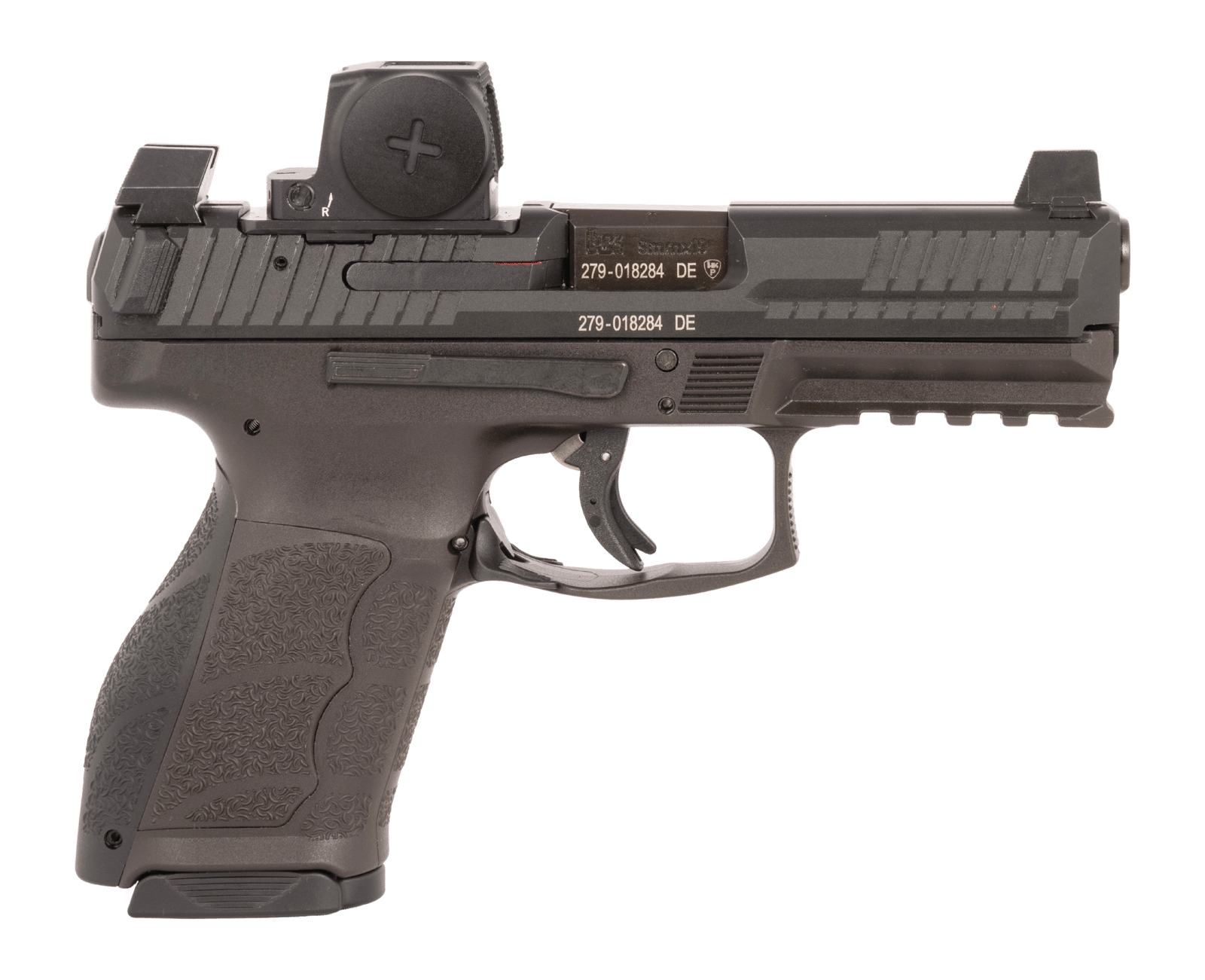 HK 81001349 VP9A1 K w/Optic Compact Frame 9mm Luger 10+1 4.09" Black Barrel, Black Steel Serrated w/Optic Slide, Black Polymer Frame w/Picatinny Rail, Interchangeable Backstrap Grip, Vortex CCW
