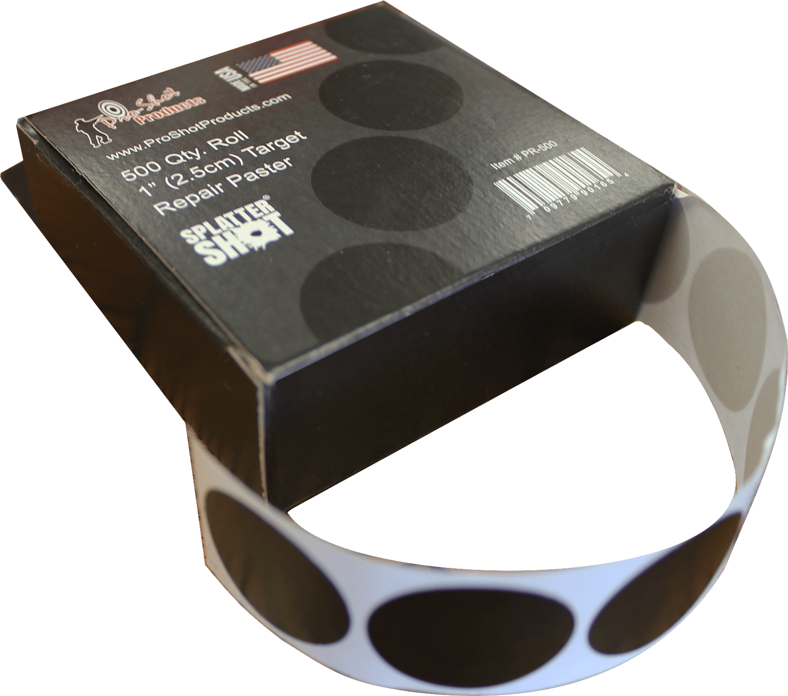 Pro-Shot PR500 SplatterShot Repair Pasters Black 1" Self-Adhesive 500 Per Roll