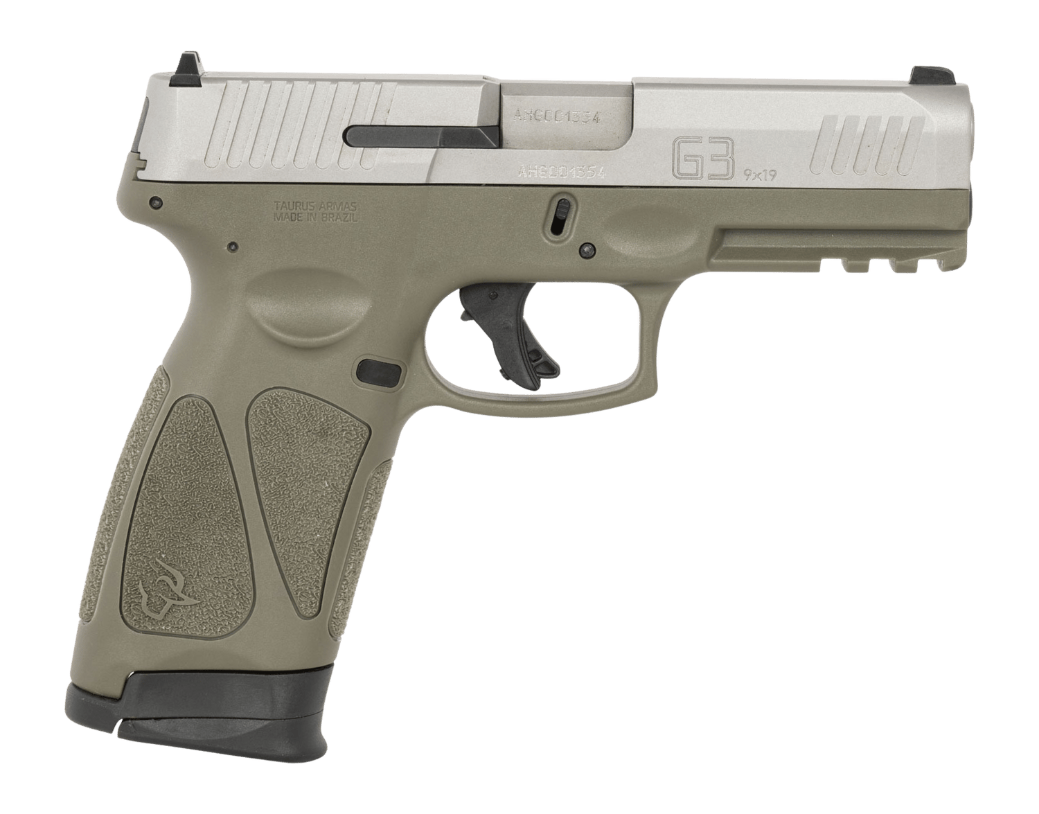 Taurus 1-G3B949O G3  Full Size 9mm Luger 17+1 4" Matte Stainless Steel Barrel & Serrated Slide, OD Green Cerakote Polymer Frame w/Picatinny Rail, Textured Grip