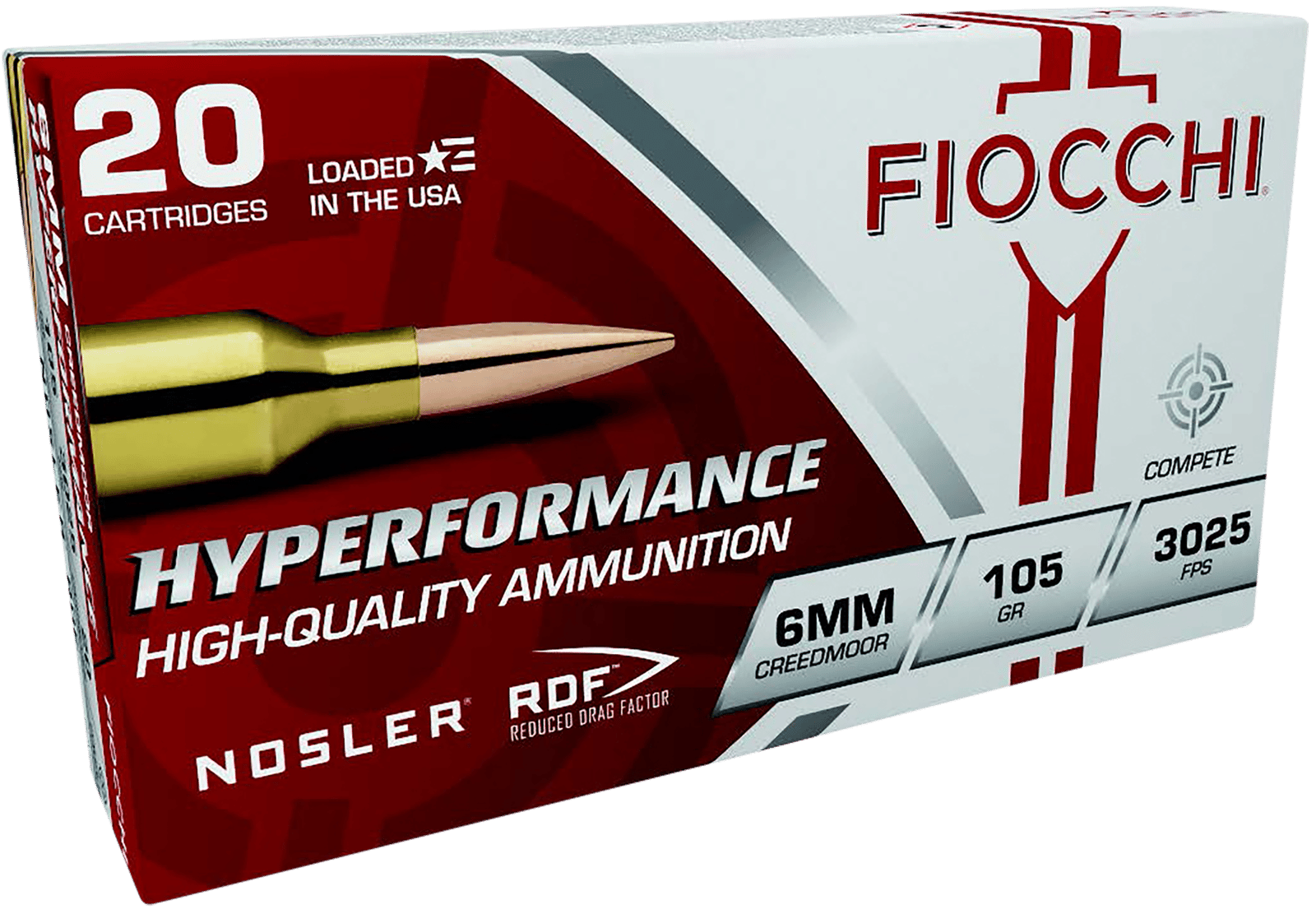 Fiocchi 6CMRD Hyperformance Match 6mmCreedmoor 105gr Nosler Reduced Drag Factor 20 Per Box/10 Case