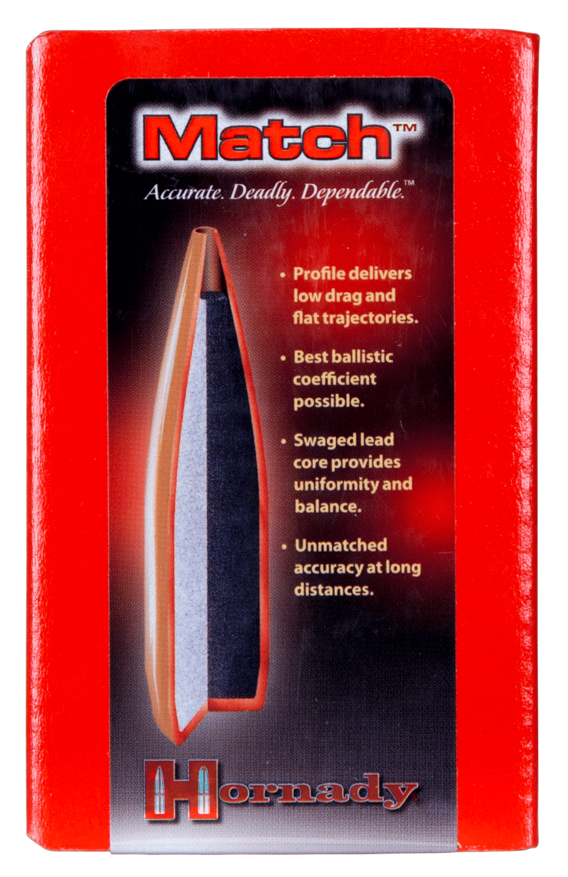 Hornady 3039 Match  30 Cal .308 155 gr Hollow Point Boat Tail Match 100 Per Box/ 15 Case