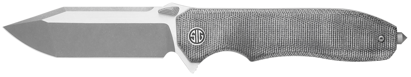 Sig Sauer Knives VA9SBT Validus  3.78" Folding Modified Tanto Plain Dark Acid Stonewash/Satin M390 Steel Blade, 4.76" Salt & Pepper Canvas Micarta Handle