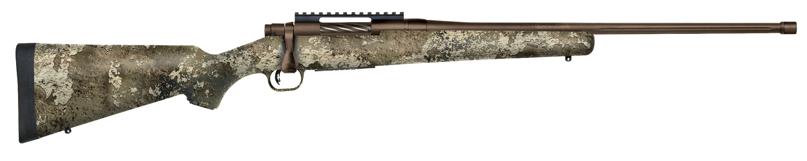 Mossberg 28074 Patriot Predator 22-250 Rem Caliber with 5+1 Capacity, 22" Threaded/Fluted Barrel, Patriot Brown Cerakote Metal Finish & TrueTimber Strata Synthetic Stock Right Hand (Full Size)