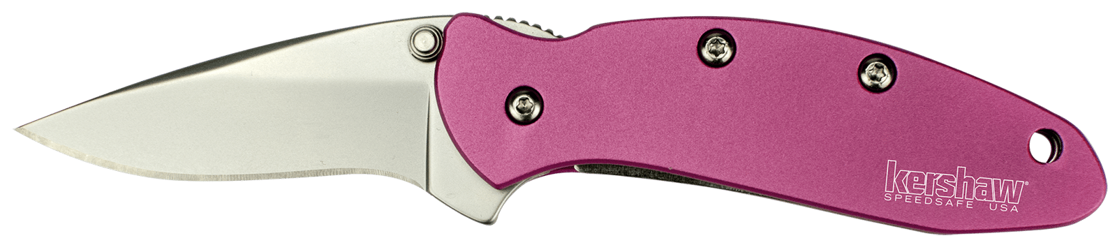Kershaw 1600PINK Chive  1.90" Folding Drop Point Plain Bead Blasted 420HC SS Blade Pink Anodized Aluminum Handle Includes Pocket Clip