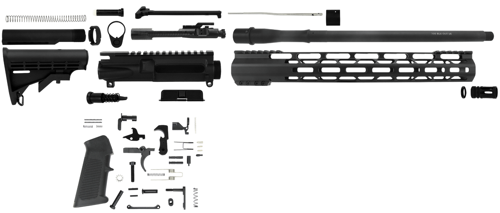 TacFire SSRK300LPK AR Build Kit  Sports South Exclusive 300 Blackout AR-Platform Black Nitride 1/2"x28