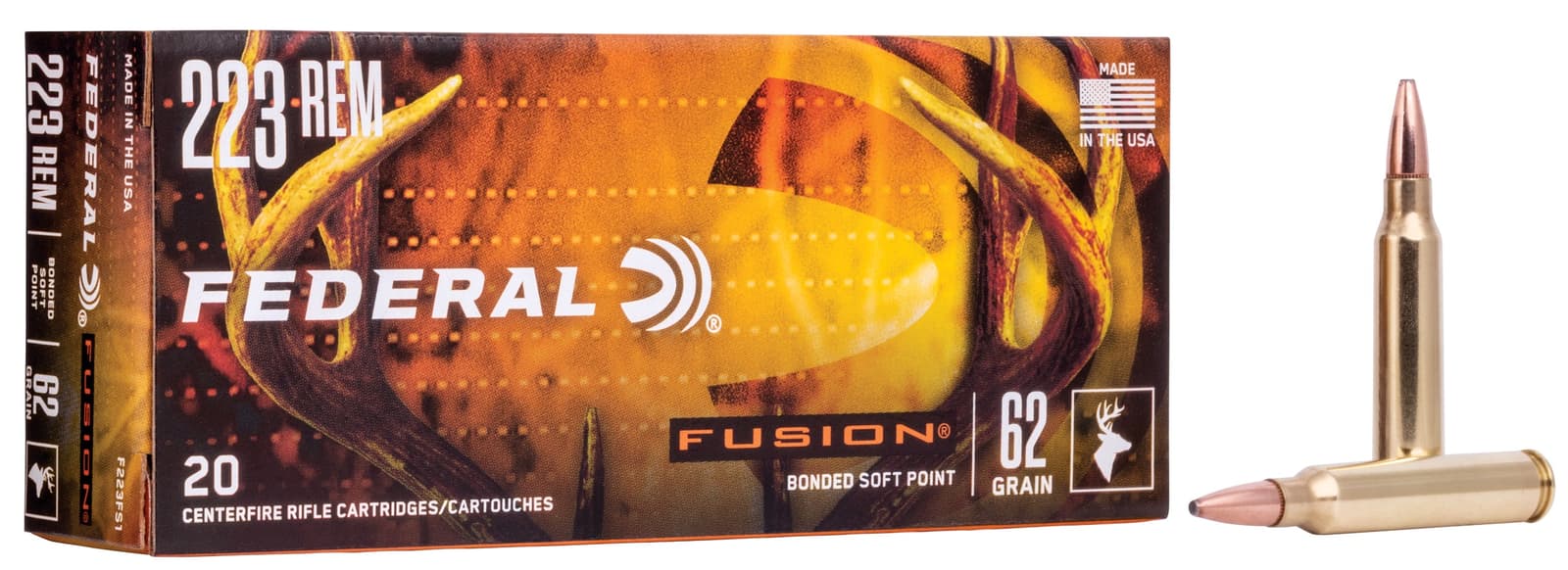 Federal F223FS1 Fusion  223Rem 62gr Bonded Soft Point 20 Per Box/10 Case