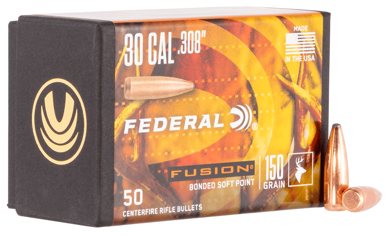 Federal FB308F1 Fusion Component  30 Cal .308 150 gr Fusion Soft Point 50 Per Box/ 4 Case