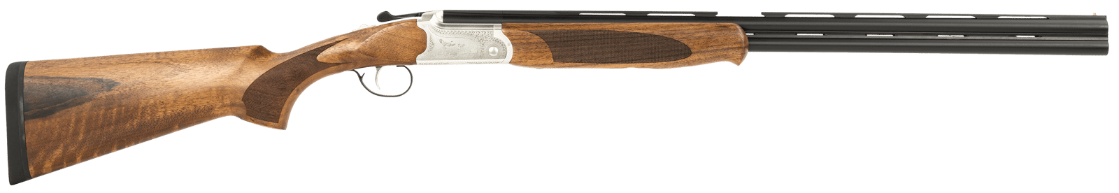 ATI ATIGKOF28SVE Cavalry  28 Gauge Break Open 2.75" 2rd, 26" Matte Blued Over/Under Vent Rib Barrel, Silver Engraved Aluminum Receiver, Fixed Oiled Turkish Walnut Walnut Stock