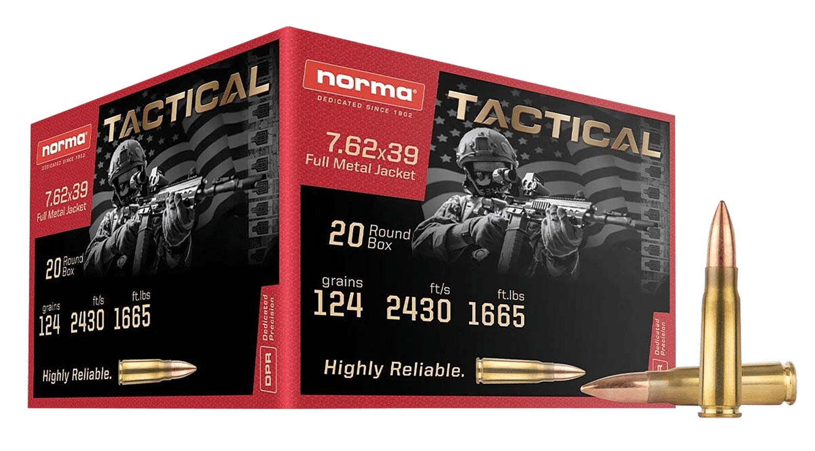 Norma Ammunition 295540020 Range & Training  7.62x39mm 124gr 20 Per Box/50 Case