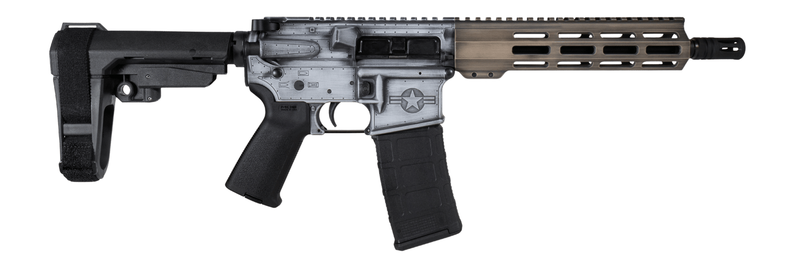 Shark Coast Tactical SCC07534WHOG-P Warthog 5.56 NATO 30+1 10.50" Black Nitride Threaded Barrel, Aluminum Receiver w/Picatinny Rail, M-LOK Handguard, Polymer SB Tactical SBA3 Brace, Magpul MOE Grip, R
