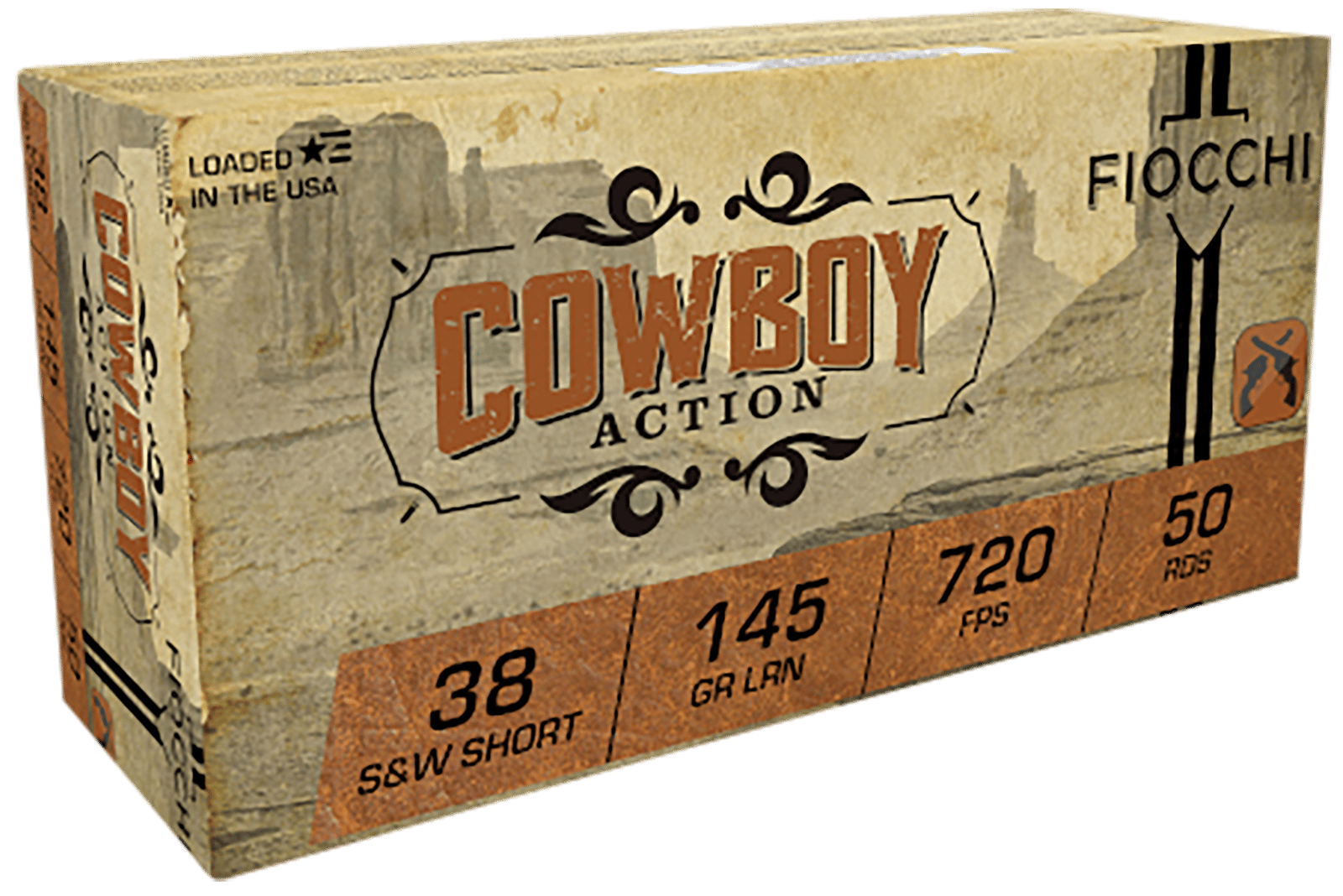 Fiocchi 38SWSHL Cowboy Action  38S&WShort 145gr Lead Round Nose 50 Per Box/20 Case