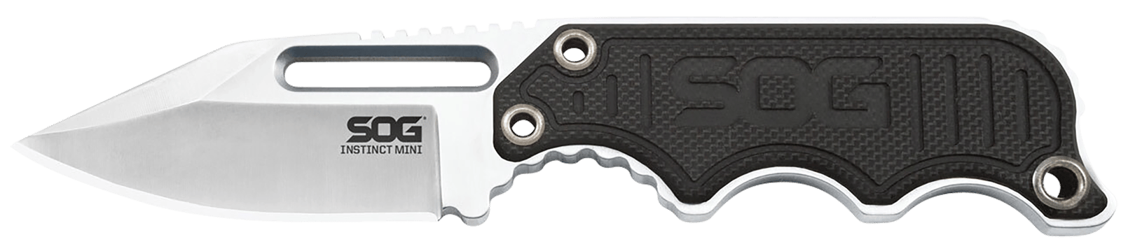 S.O.G SOG-NB1002-C Instinct Mini 1.90" Fixed Clip Point Plain Satin Polished 5Cr15MoV SS Blade Black/Silver G10/SS Handle Includes Lanyard/Sheath