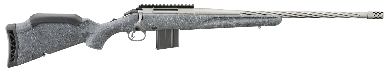Ruger 46906 American II  Full Size 350 Legend 5+1 20" Cobalt Cerakote Spiral Fluted Threaded Barrel & Alloy Steel Receiver w/Picatinny Rail, Gray Splatter Adj LOP Synthetic Stock