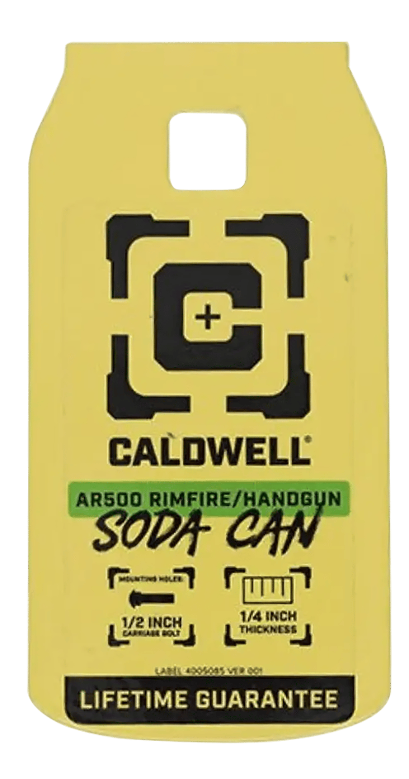 Caldwell 4002314   Rimfire/Handgun Yellow AR500 Steel Soda Can 1/4" Thick
