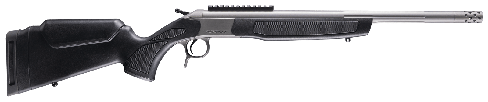 CVA CR4443S Scout Takedown 450 Bushmaster 1rd 22" Stainless Fluted Threaded Barrel, Stainless Steel Receiver w/Picatinny Rail, Adj Comb & LOP Black Synthetic Stock