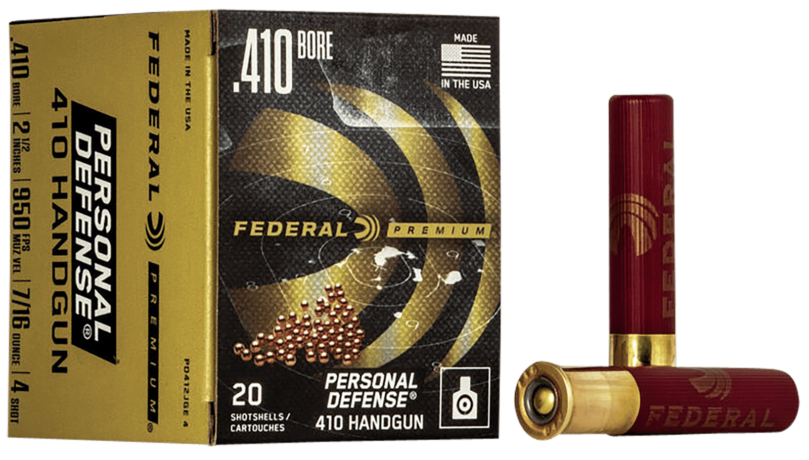 Federal PD412JGE4 Premium Personal Defense 410 Gauge 2.50" 4 Shot 7/16oz 20 Per Box/10 Case