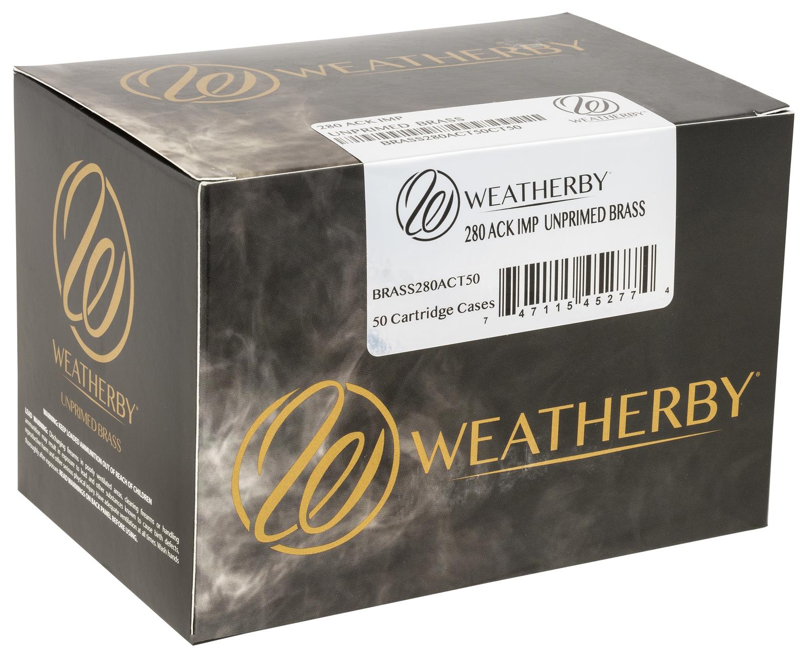Weatherby BRASS280ACT50 Unprimed Cases  280ACKLEY Rifle Brass 50/Box