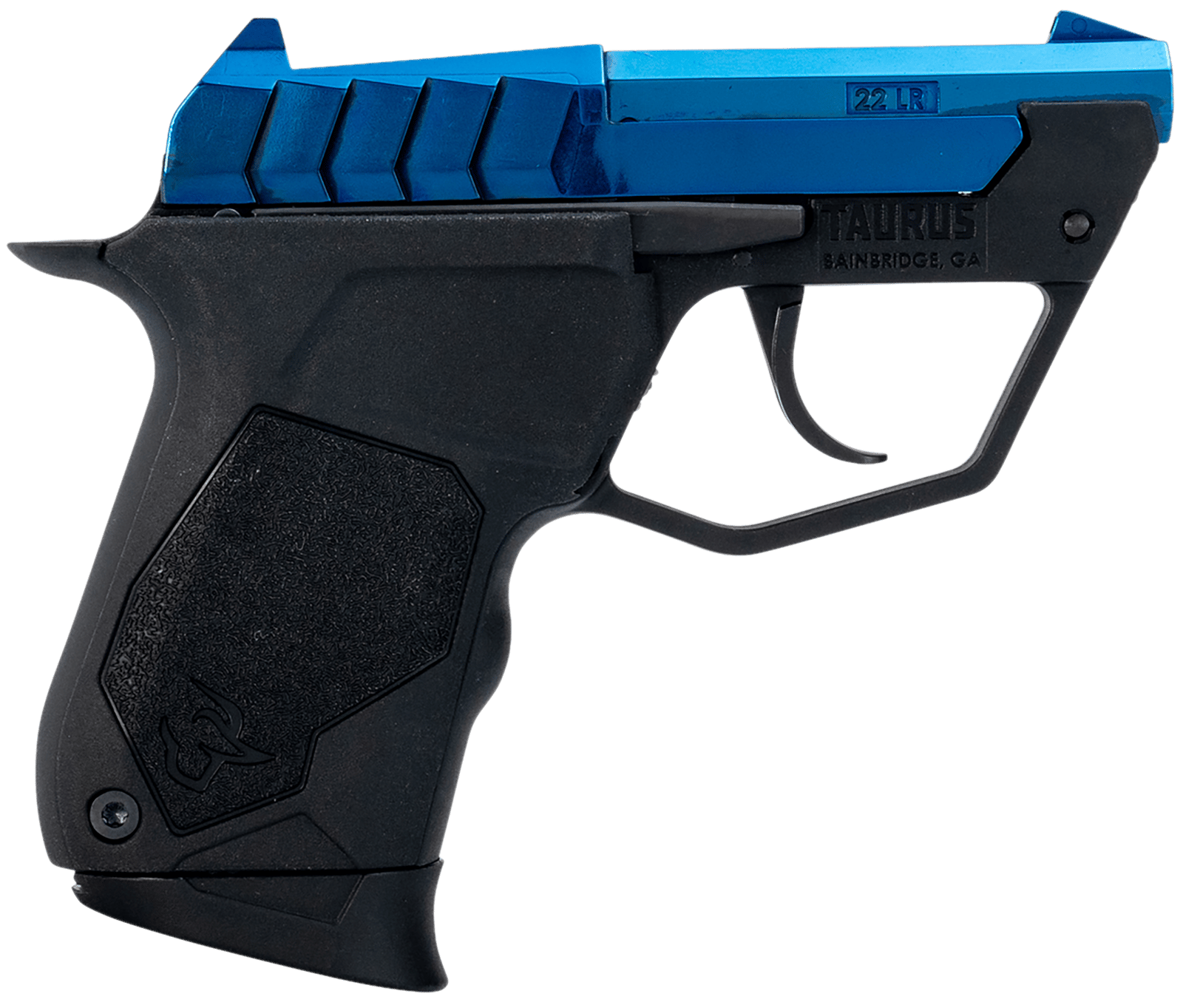Taurus 1-22TUC13BL 22TUC  Micro-Compact Frame 22 LR 9+1 2.50" Polished Blue PVD Steel Tip-Up Barrel, Blue PVD Serrated Stainless Steel Slide, Black Polymer Frame, Black Polymer Grip
