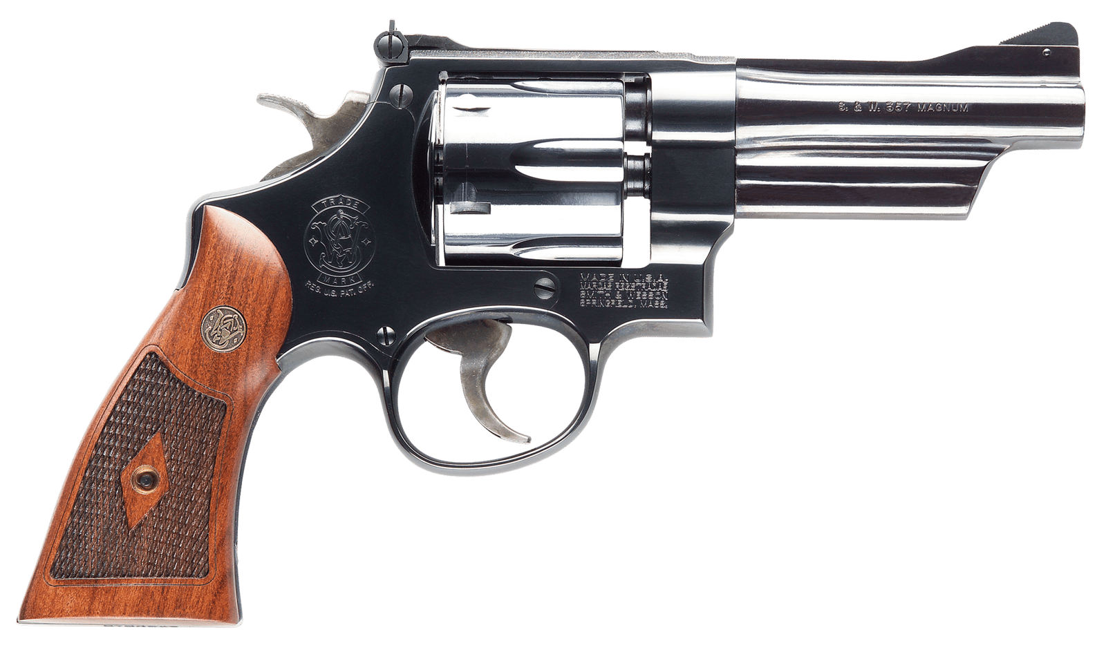 Smith & Wesson 150339 Model 27 Classic 357 Mag Or 38 S&W Spl +P Blued Carbon Steel 4" Barrel, 6rd  Cylinder & N-Frame, Checkered Square Butt Walnut Grip