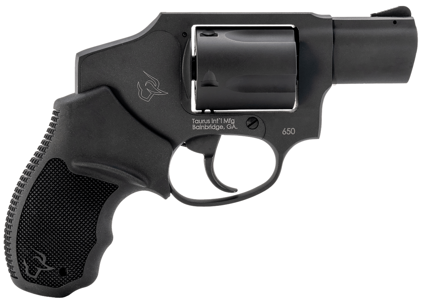 Taurus 2-650121 650  Small 357 Mag/38 Special +P 5 Shot 2" Matte Black Alloy Steel Barrel, Cylinder & Frame, Black Rubber Grip, Transfer Bar Safety, Concealed Hammer