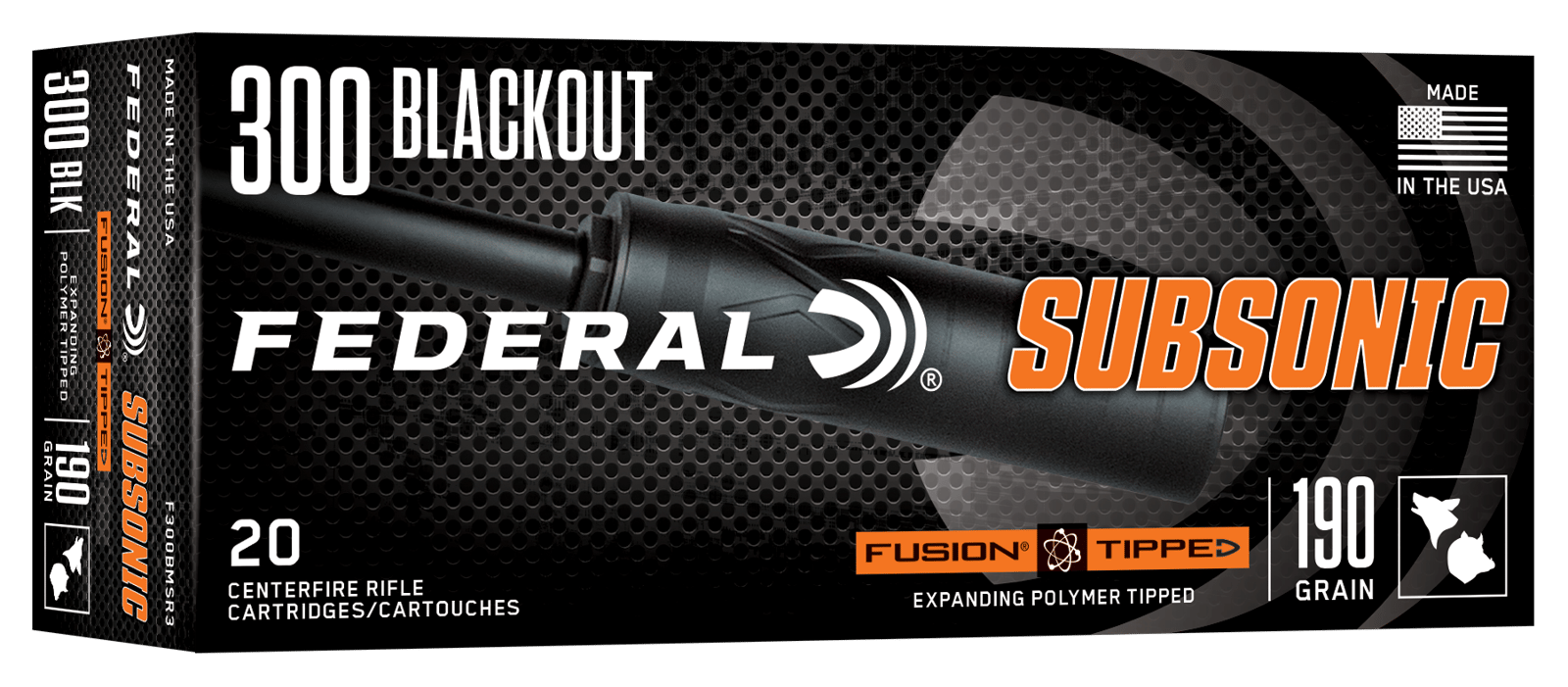 Federal F300BMSR3 Fusion  300Blackout 190gr Bonded Soft Point 20 Per Box/10 Case