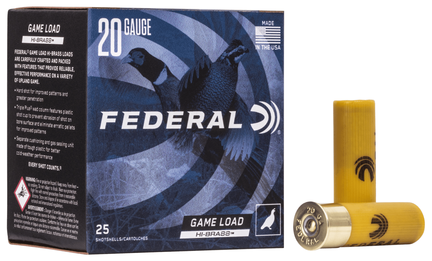 Federal H2045 Game-Shok High Brass 20Gauge 2.75" 1oz 5Shot 25 Per Box/10 Case