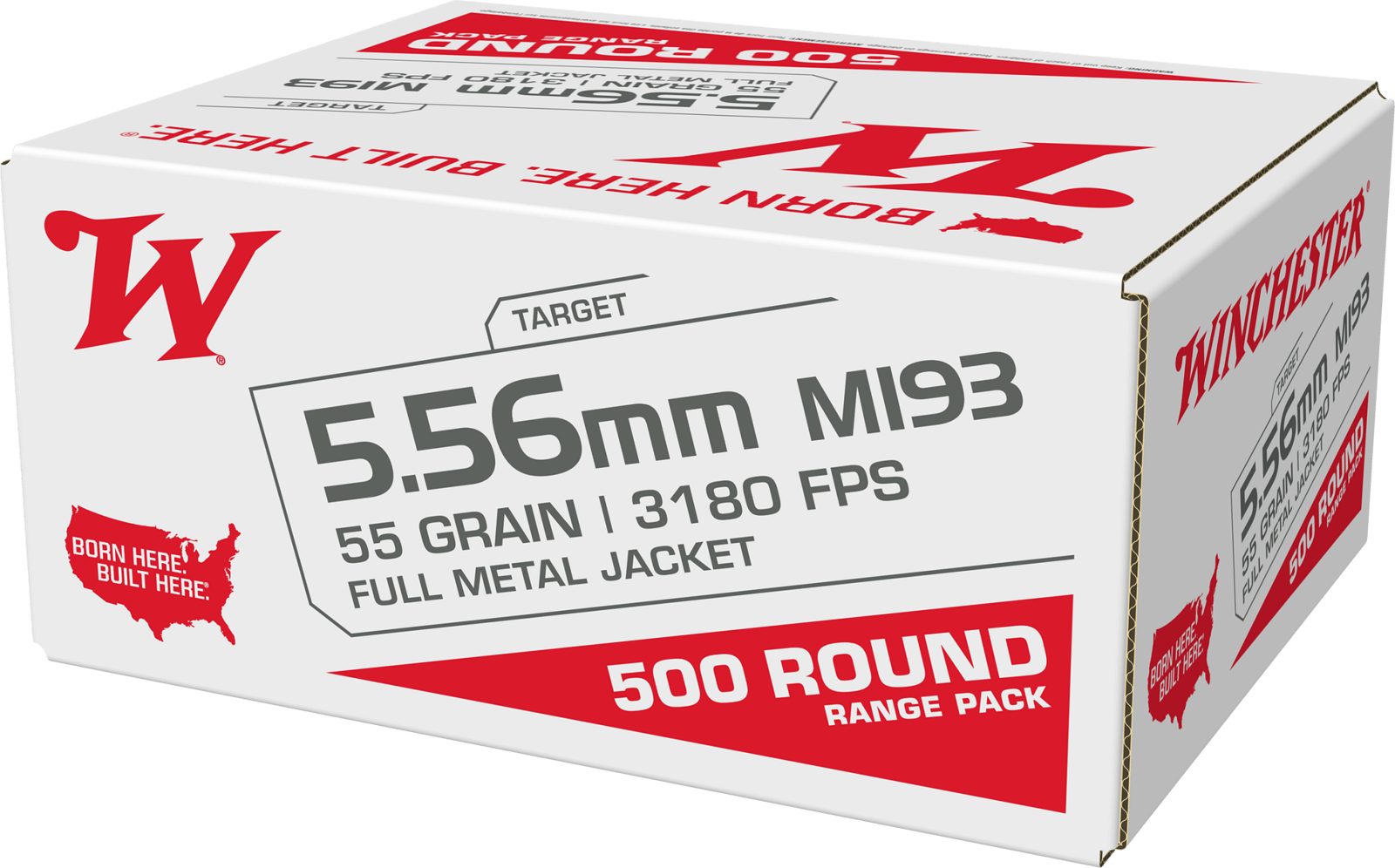 Winchester Ammo WM193500  M193 5.56mm 55gr Full Metal Jacket 500 Per Box/2 Case