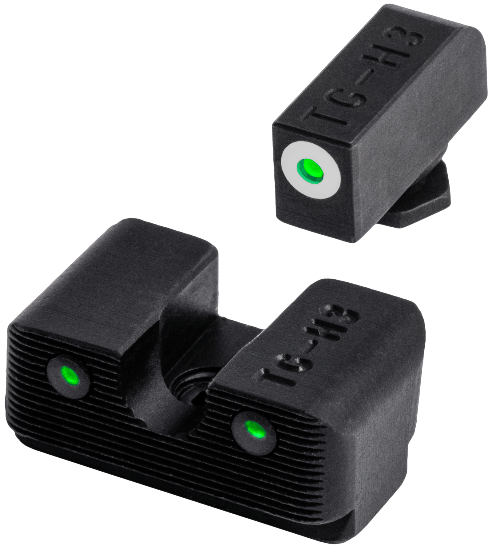 TruGlo TG231G1W Tritium Pro  Low, White Outline Tritium Front/Green Tritium Rear/Black Nitride Fortress Frame, Compatible w/Most Glock Except MOS, Front Post/Rear Dovetail Mount