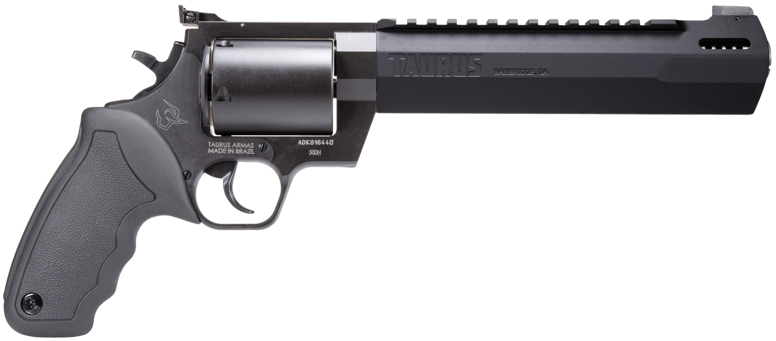 Taurus 2500081RH Raging Hunter  Large Frame 500 S&W Mag 5rd 8.38" Black Ported/Target Crown Barrel, Matte Black Oxide Cylinder, Black Steel Frame Black Rubber Grip