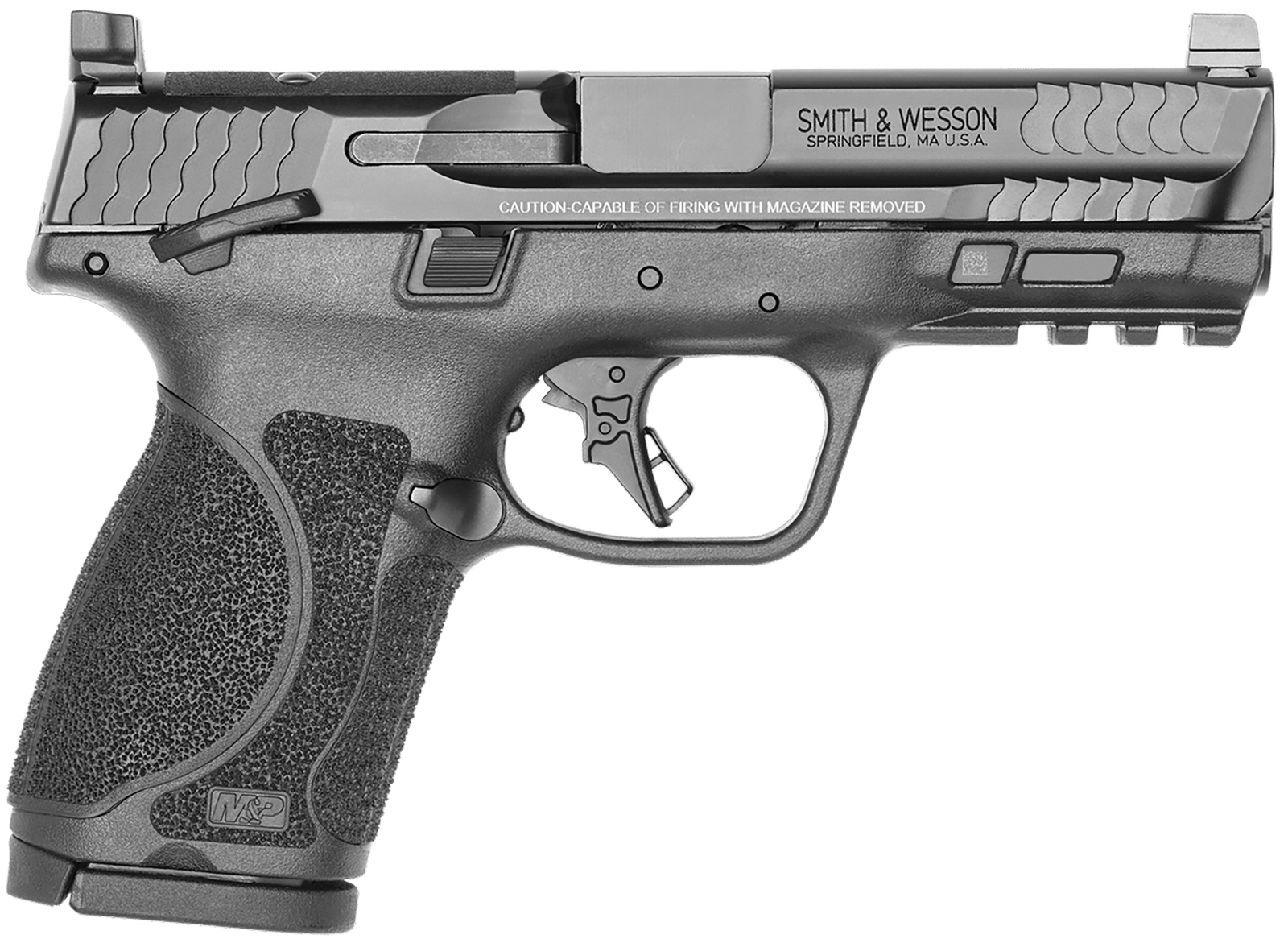 Smith & Wesson 14099 M&P M2.0 *MA Compliant Compact 9mm Luger 10+1 4" Black Armornite Stainless Steel Barrel, Black Cerakote Optic Cut/Serrated Stainless Steel Slide & Polymer Frame w/Picatinny Rail