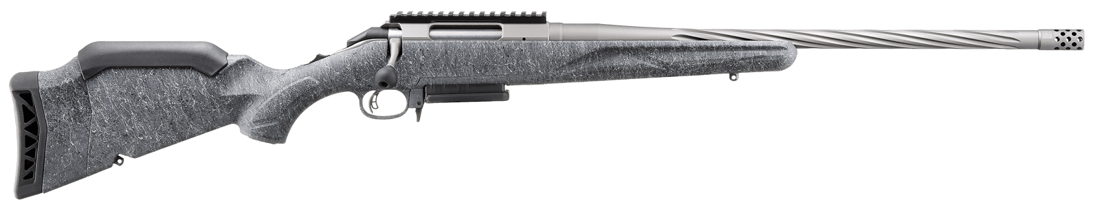 Ruger 46914 American II  Full Size 270 Win 4+1 20" Cobalt Cerakote Spiral Fluted Threaded Barrel & Alloy Steel Receiver Picatinny w/Rail Receiver, Gray Splatter Adj LOP Synthetic Stock