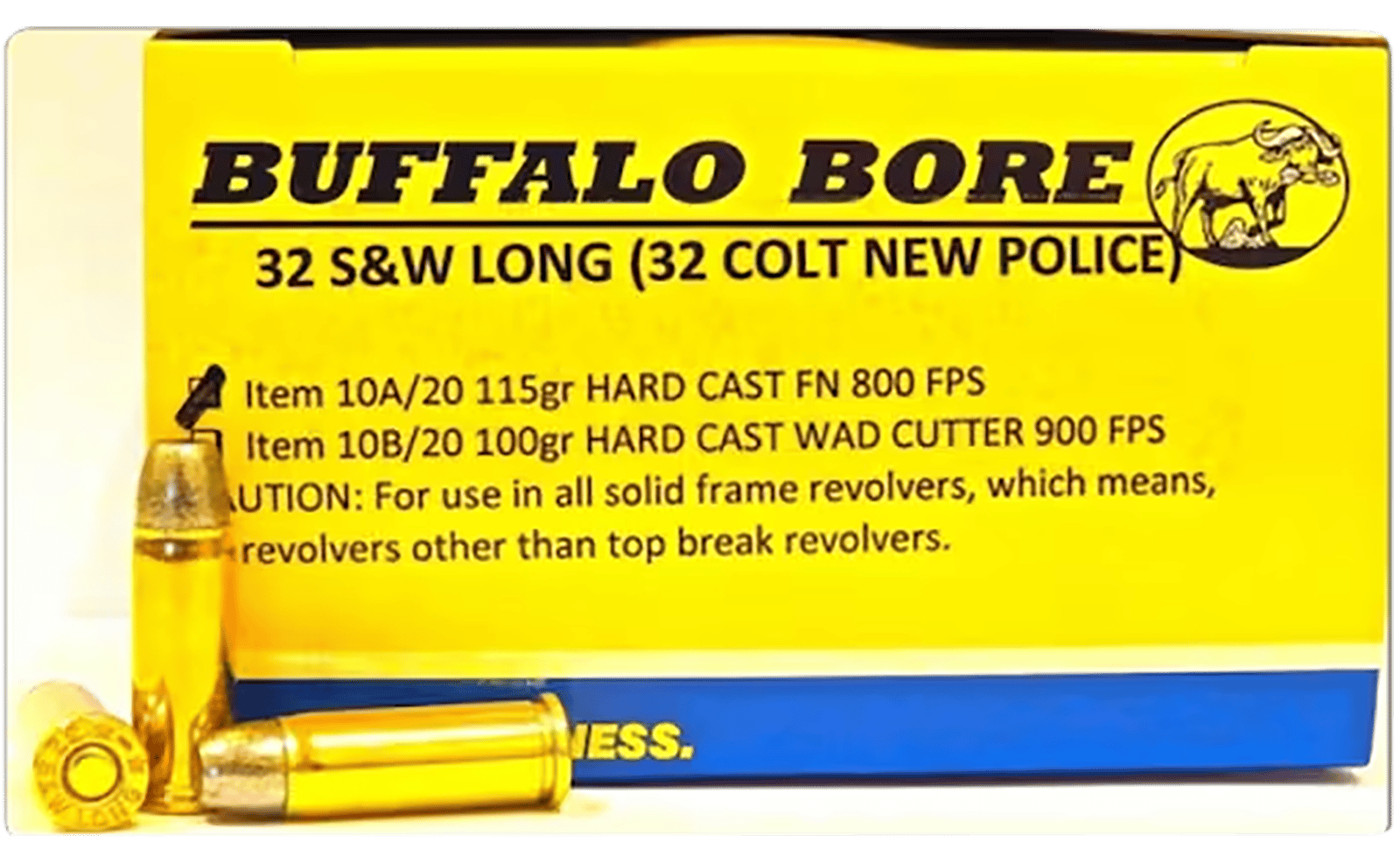 Buffalo Bore Ammunition 10A20 Personal Defense Strictly Business 32S&W Long 115gr Hard Cast Flat Nose 20 Per Box/12 Case