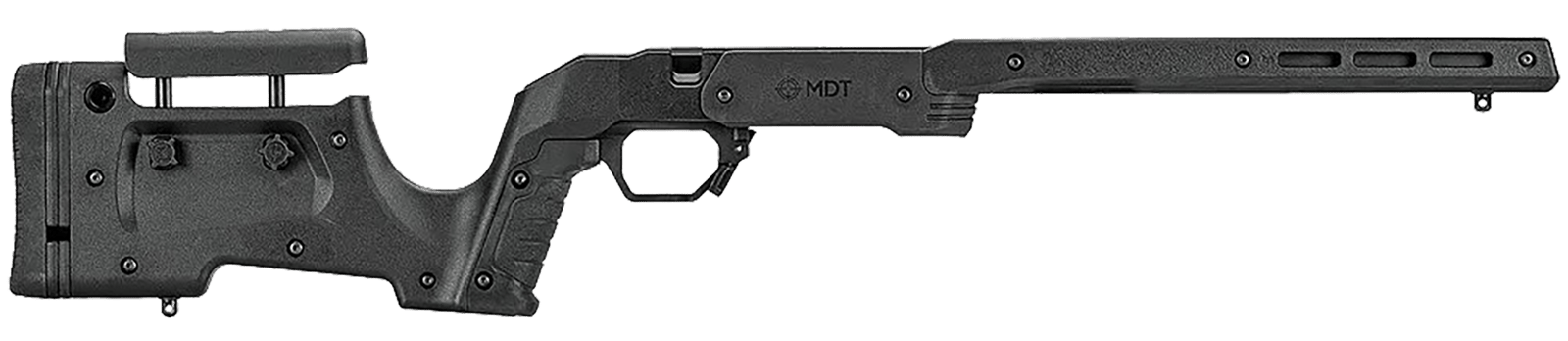 Mdt Sporting Goods Inc 104689BLK XRS Chassis Black Aluminum Core with Polymer Panels, Adj. Cheekrest, M-LOK Forend, Interchangeable Grips, AICS Mag Compatible, Fits Short Action Tikka T3