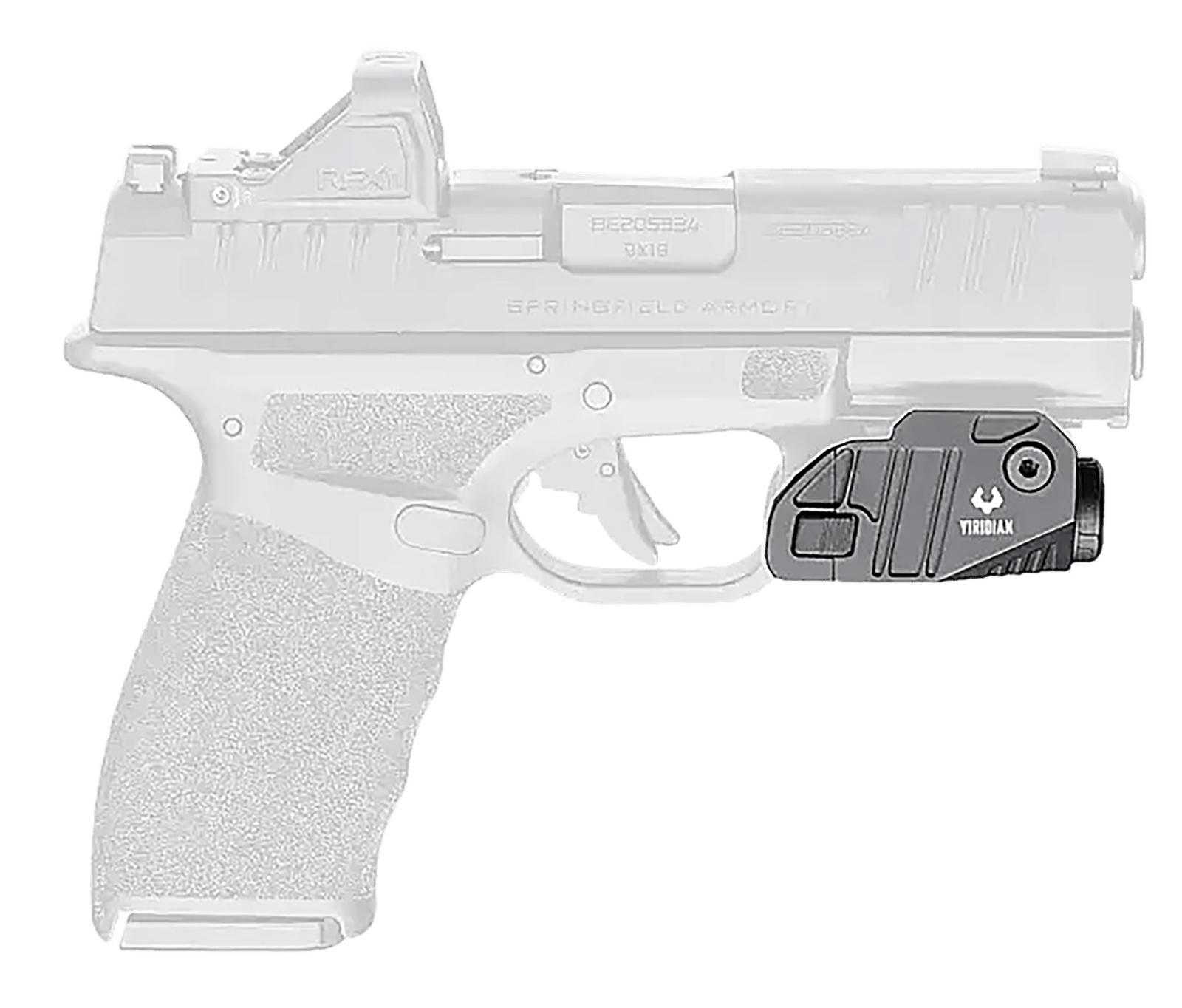 Viridian 9300048 CTL Custom for Springfield Hellcat Pro  Black Anodized 525 Lumens White LED