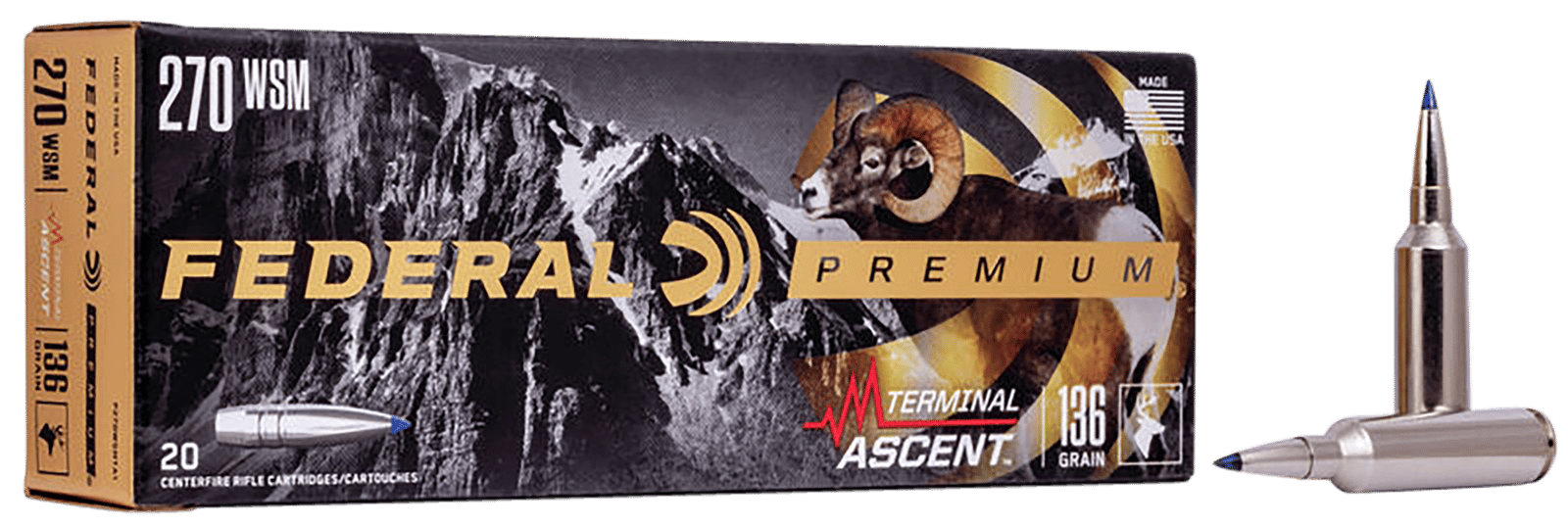 Federal P270WSMTA1 Premium Terminal Ascent 270WSM 136gr 20 Per Box/10 Case