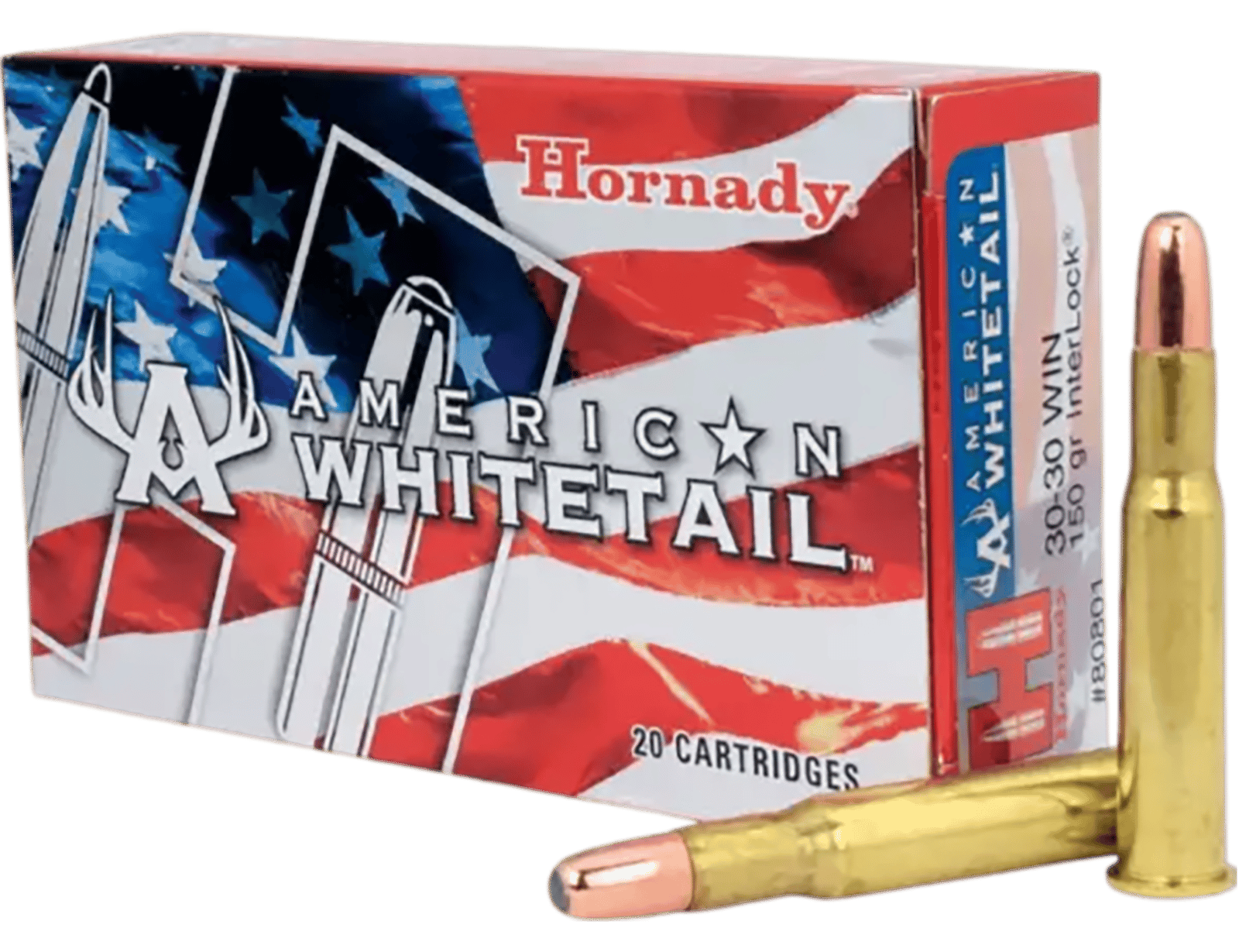 Hornady 80801 American Whitetail  30-30Win 150gr InterLock Round Nose 20 Per Box/10 Case