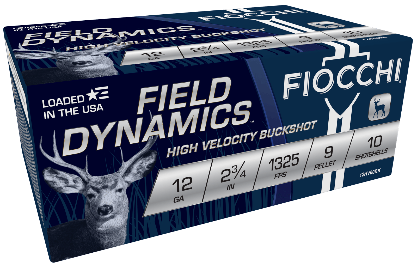 Fiocchi 12HV9P Field Dynamics  12Gauge 2.75" 9Pellets 00Buck Shot 10 Per Box/25 Case