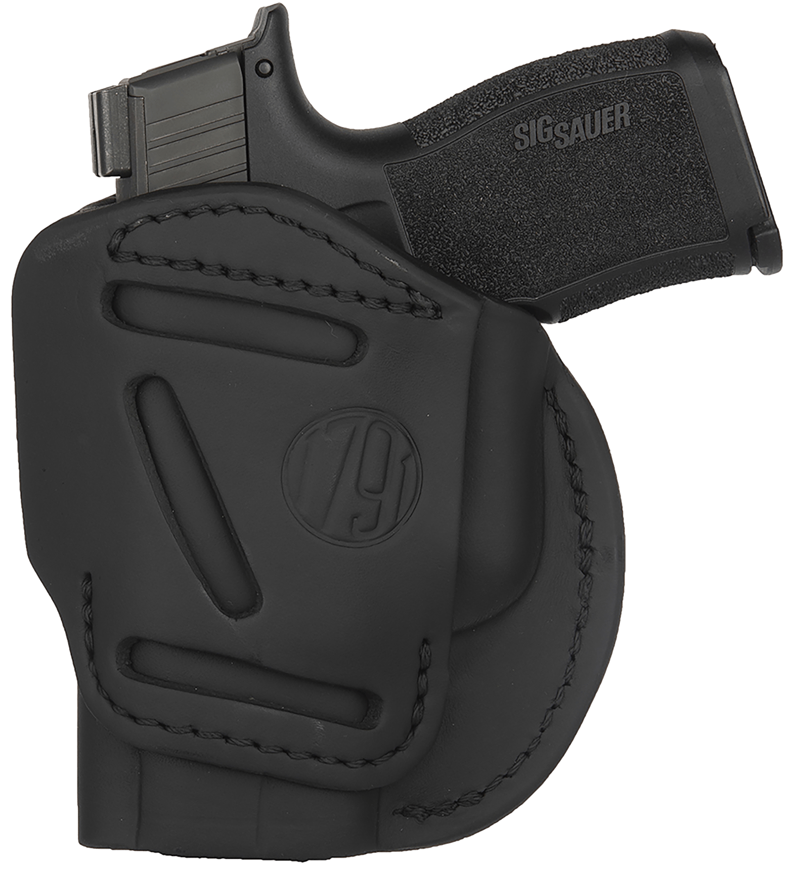1791 Gunleather 4WH3SBLR 4-Way  IWB/OWB Size 03 Stealth Black Leather Belt Clip Compatible w/Glock 26/Ruger LC9/S&W M&P Shield/2.0 9/40 Right Hand
