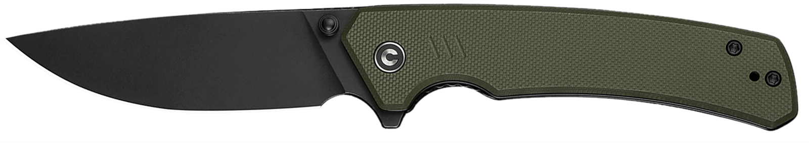 Civivi Knives C24012-2 Merit  3.28" Folding Drop Point Plain Black Stonewashed 14C28N Steel Blade, OD Green Textured G10 Handle
