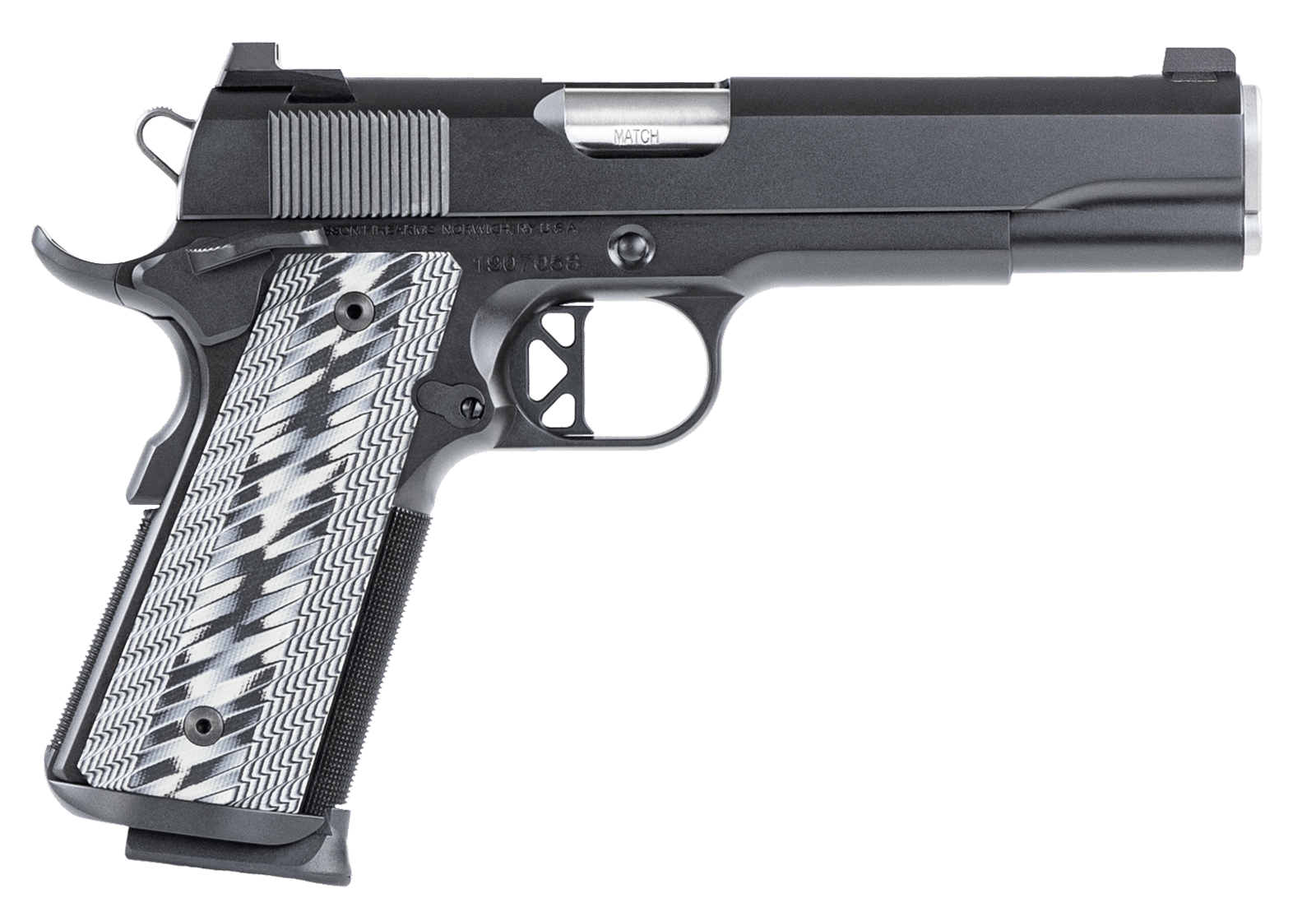 Dan Wesson 01823 Valor  45 ACP 8+1 5" Stainless Steel Barrel, Black Duty Serrated Stainless Steel Slide & Frame w/Picatinny Rail & Beavertail, Gray G10 Grip, Ambidextrous