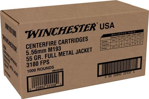 WINCHESTER USA 5.56X45 55GR FMJ 1000RD CASE LOT
