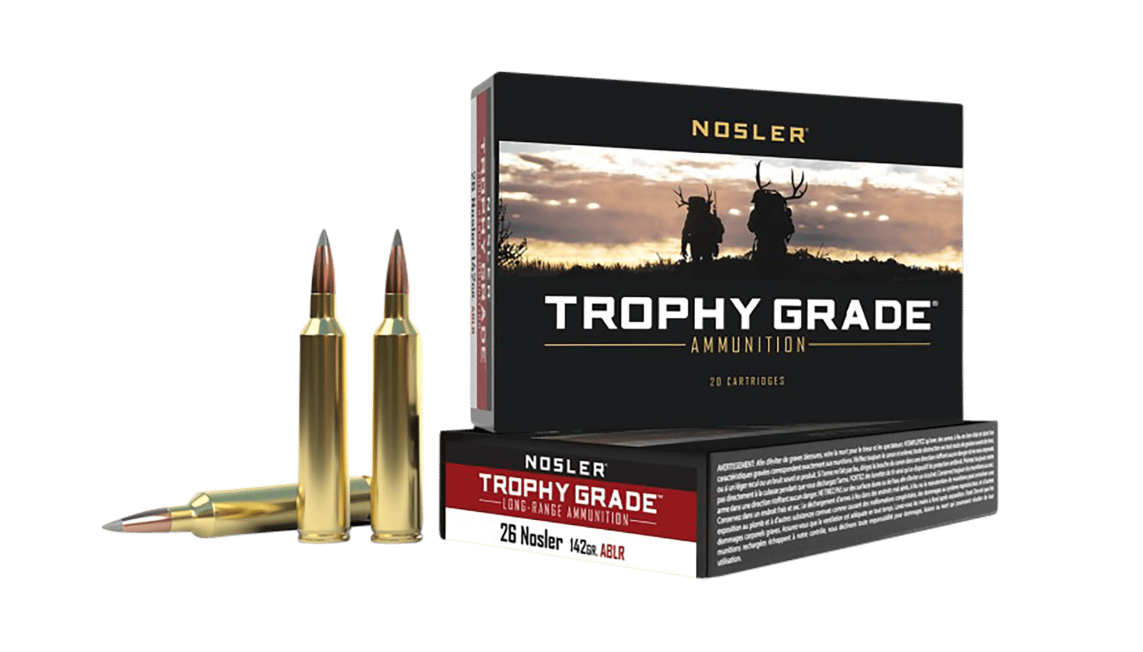 Nosler 60122 Trophy Grade Long-Range 26Nosler 142gr Nosler Spitzer AccuBond Long Range 20 Per Box/10 Case