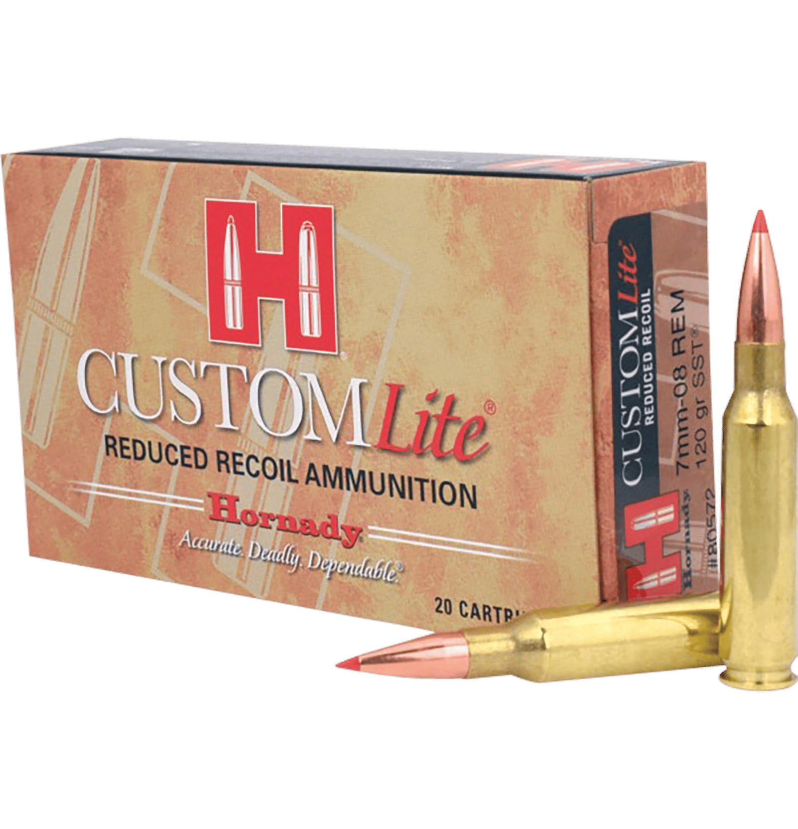 Hornady 80572 Custom Lite  7mm-08Rem 120gr Super Shock Tip 20 Per Box/10 Case